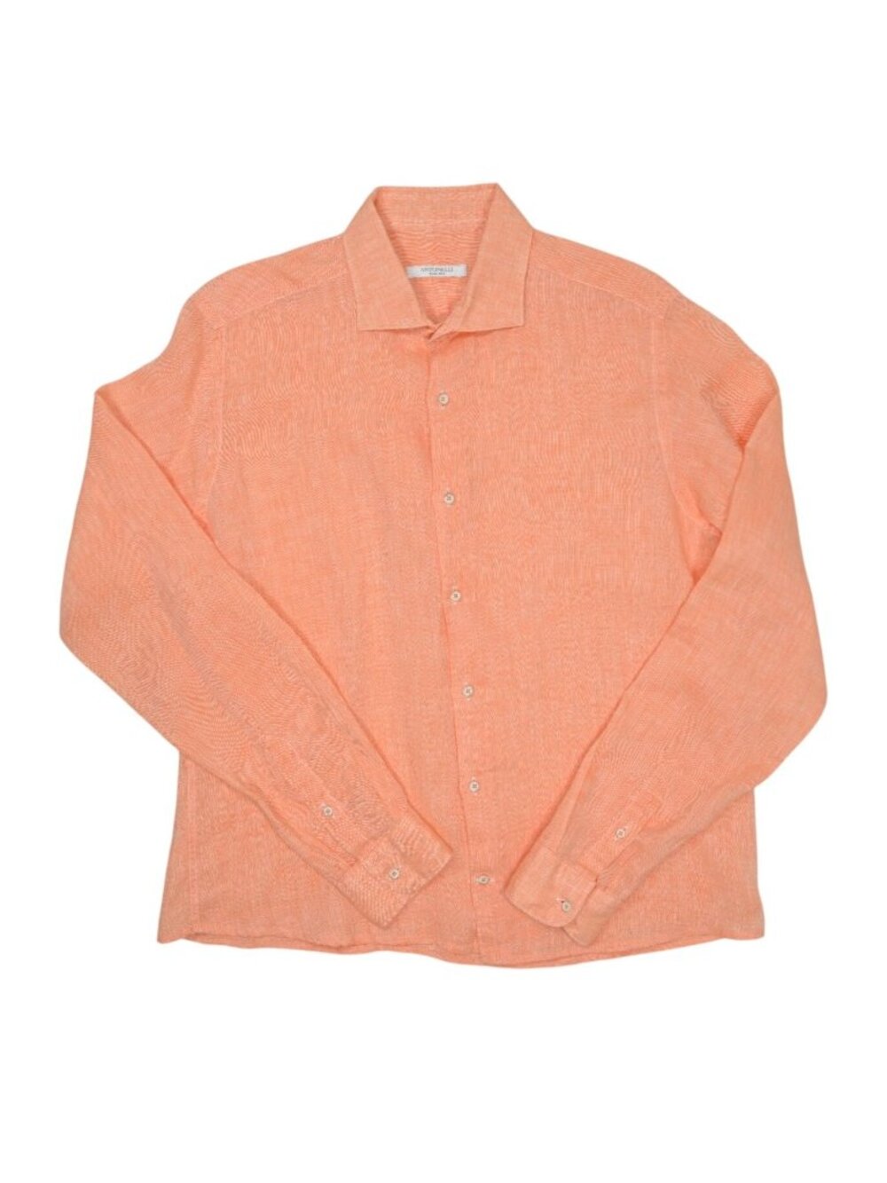 Antonelli Button Up Linen Long Sleeve Shirt in Orange